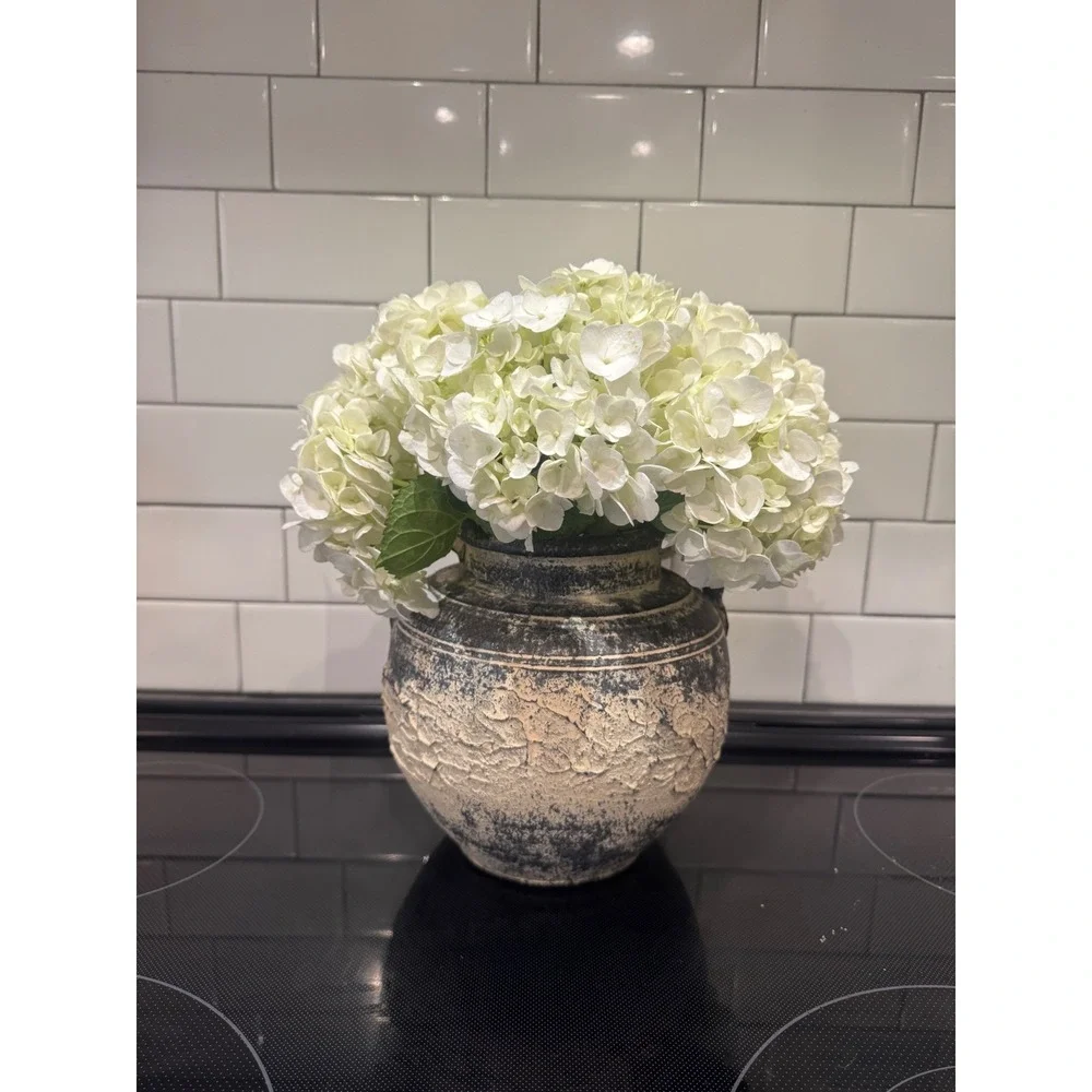 Rustic Distressed Terracotta Amphora Vase Double Handle Textured‎ Aged Pottery